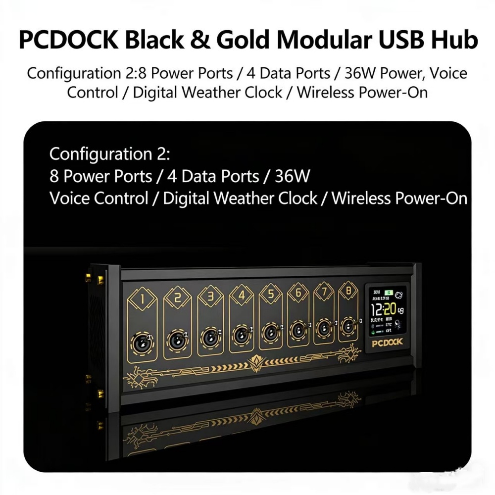 Desk Setup Designer - PCDOCK USB-desktop-stroomstrip met schakelaar, draadloze aan/uit-knop,
