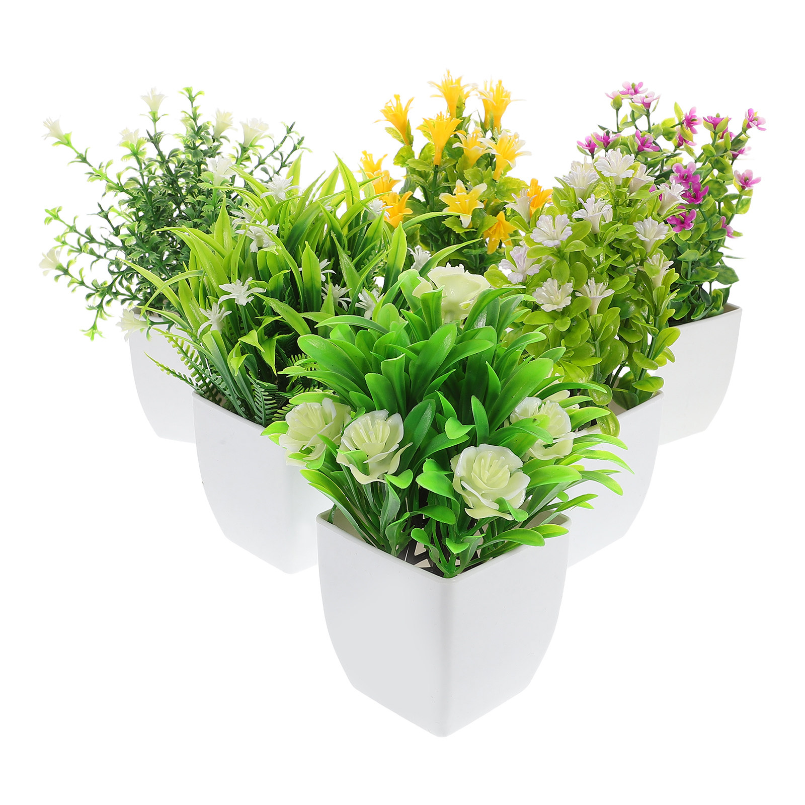 Plant Pot Small Desk - 6 stuks levensechte nep-potplanten, kleine kunstplanten