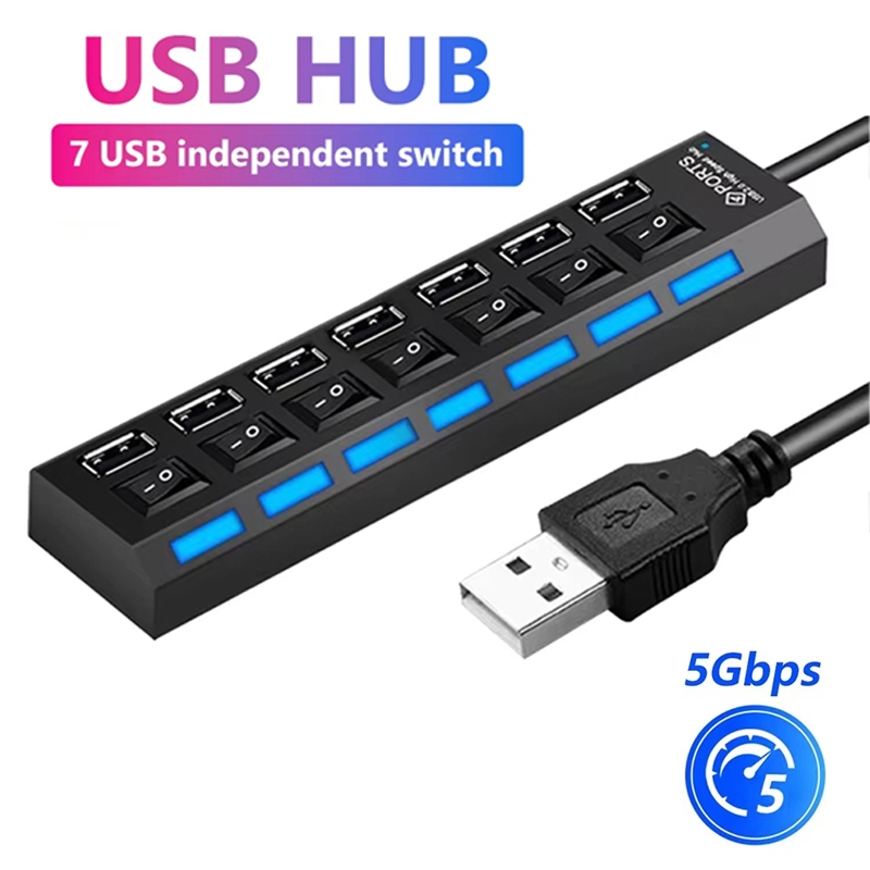 Desk Setup Usb Hub - 7-poorts USB 2.0 hubsplitter voor laptopcomputeraccessoires