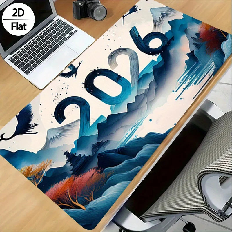 Rubber Mat Desk - 2026 Nieuwjaar Inktschildering 2D-patroon Grote rubberen