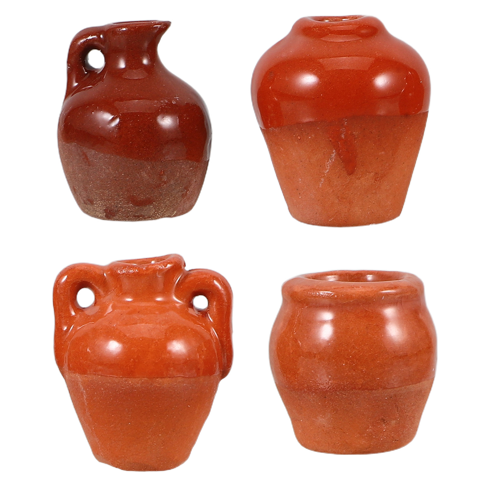 Plant Pot Small Desk - 4 stuks bloempotten, miniatuur keramische plantenpotten,