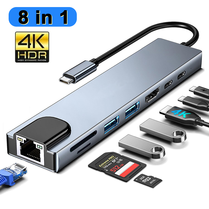 8-in-1 USB Type C-hub voor Mac - Desk Setup Usb Hub recensie en prijs