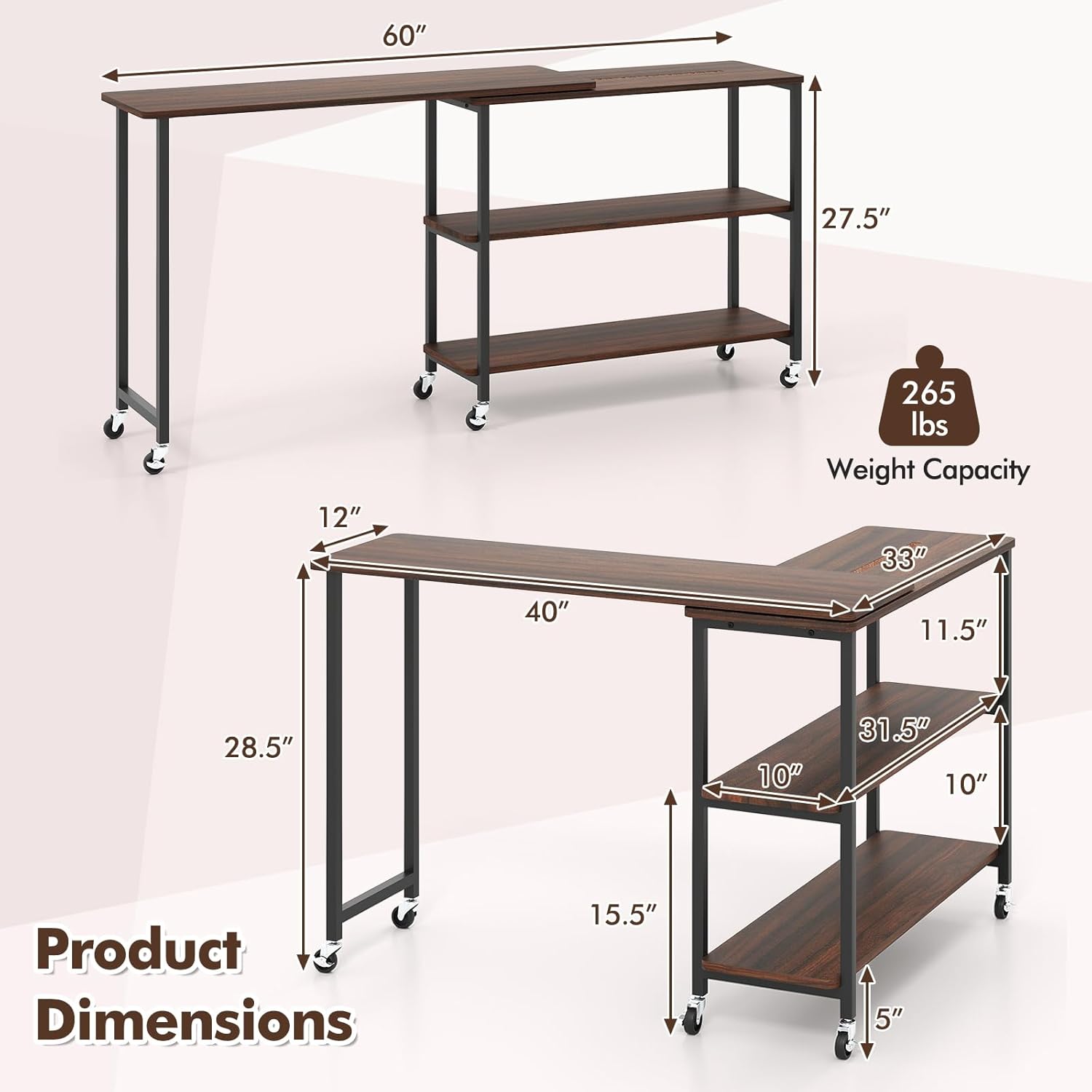 360 °   Draaibare bijzettafel  - Desk Setup Maker recensie en prijs