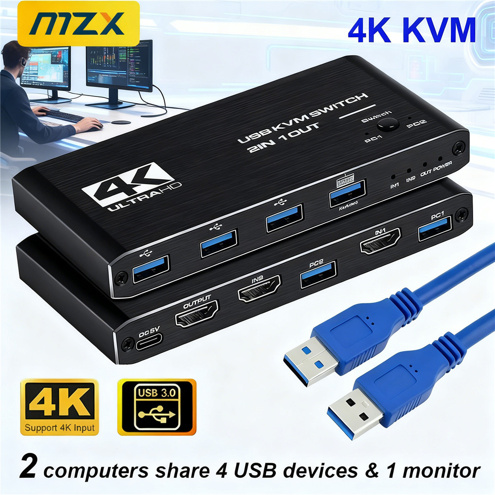 KVM Switch 4K 60Hz Switcher US - Desk Setup Usb Hub recensie en prijs