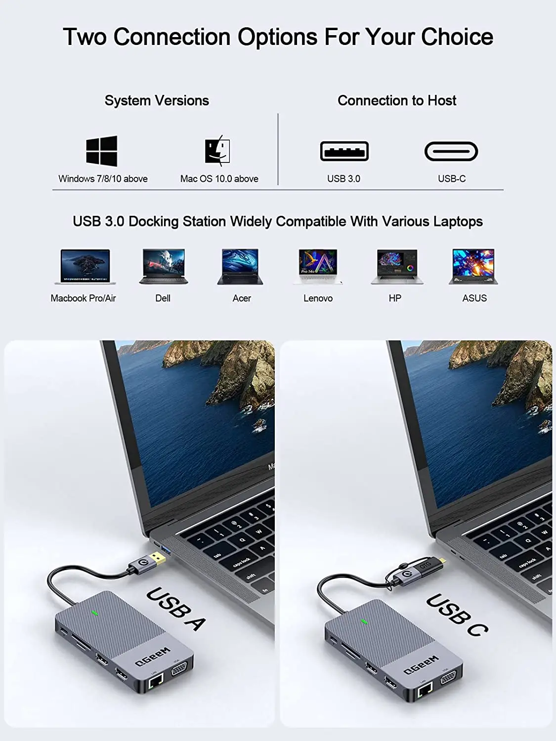 QGeeM USB 3.0 dockingstation,  - Desk Setup Usb Hub recensie en prijs