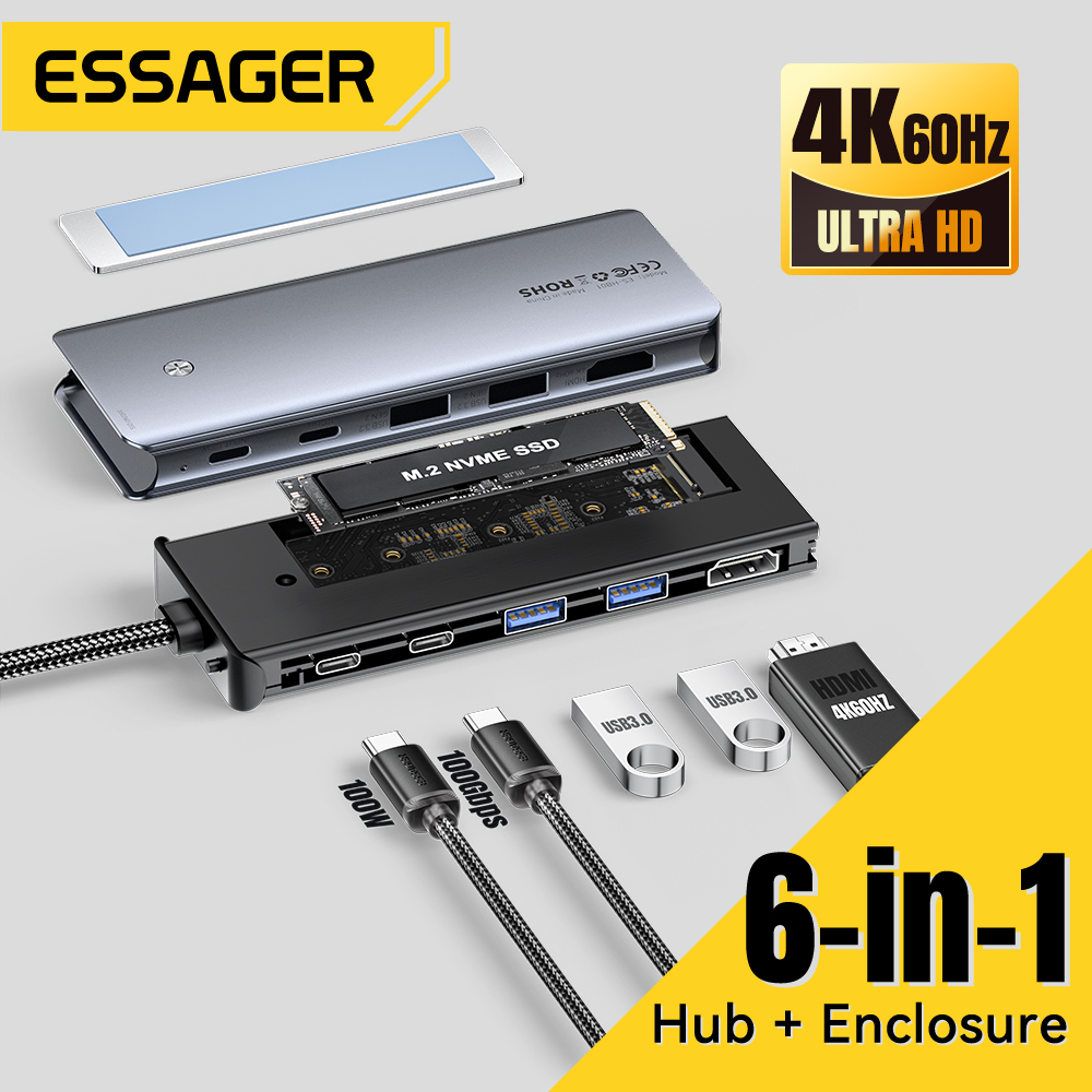 Essager USB C Hub Met M.2 SSD  - Desk Setup Usb Hub recensie en prijs