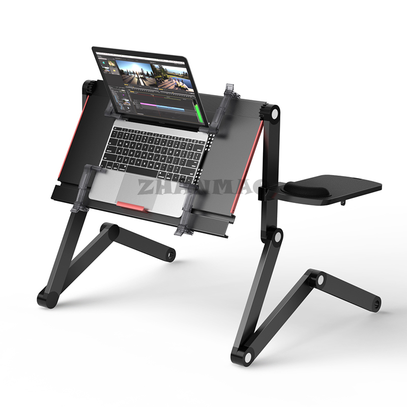 Liggend plat op het bed, lapto - Desk Setup Maker recensie en prijs